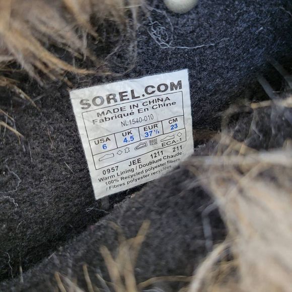 Sorel Joan of Artic Black Mid Calf Faux Fur Boots Women's US 6 SL1540-010 - Picture 8 of 9